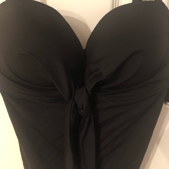 Coco Reef Tie Front Black Tankini Top 32/34C - Picture 2 of 7